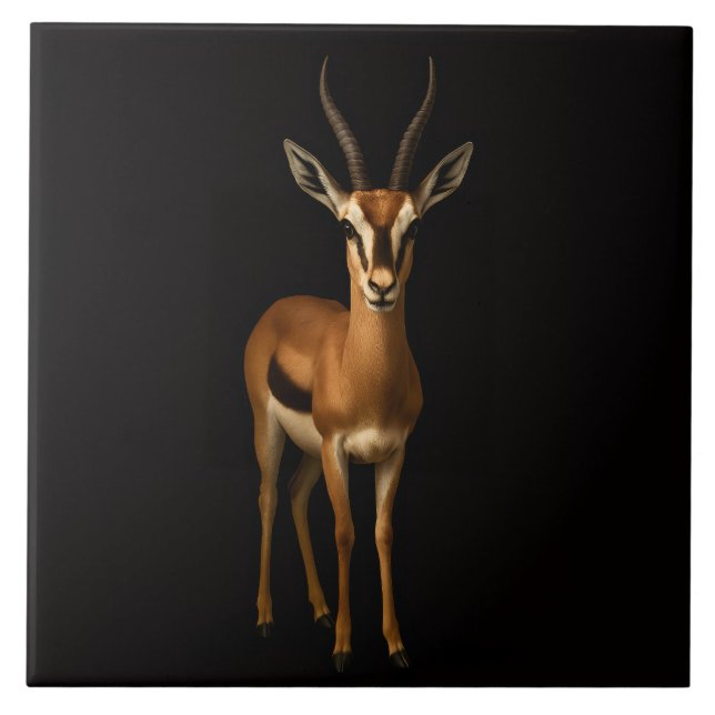 Black 4 Luxe Tile with Elegant Gazella (Front)