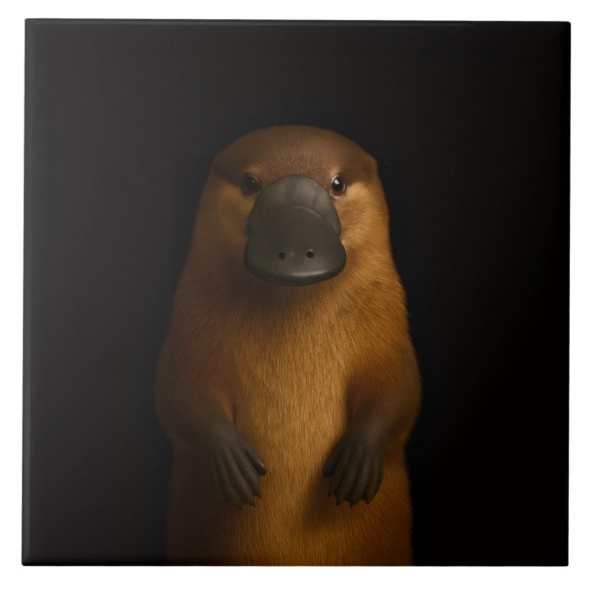 Black 4 Luxe Tile with Elegant Platypus (Front)