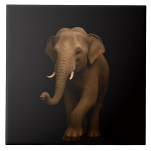 Black 4 Luxe Tile with Gentle Indian Elephant