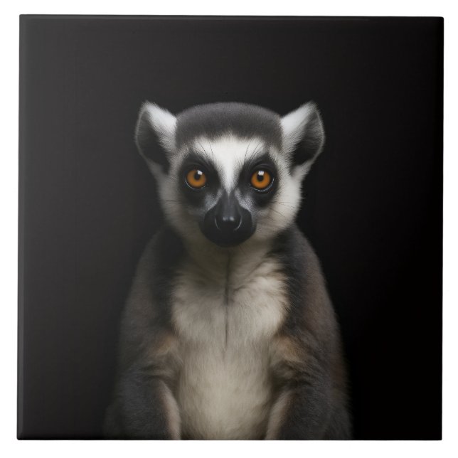 Black 4 Luxe Tile with Gentle Lemur (Front)