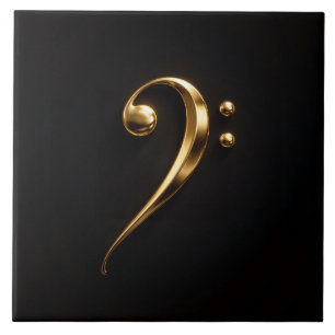 Black 4 Luxe Tile with Golden Bass Clef