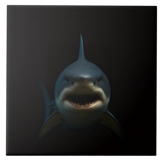 Black 4 Luxe Tile with Great White Shark (Front)