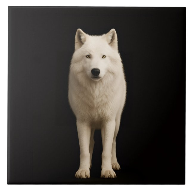 Black 4 Luxe Tile with Ivory Arctic Wolf (Front)
