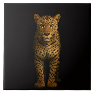 Black 4 Luxe Tile with Majestic Leopard
