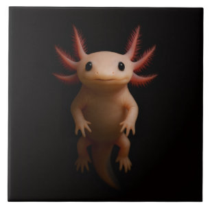 Black 4 Luxe Tile with Mexican Axolotl