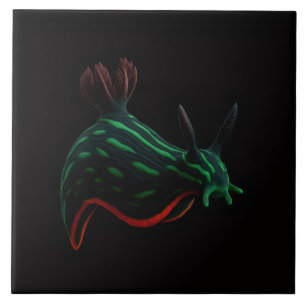 Black 4 Luxe Tile with Neon Green Sea Slug