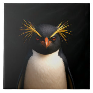 Black 4 Luxe Tile with Rockhopper Penguin