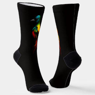 Black 4 Luxe Women sustainable sock Rainbow Bird