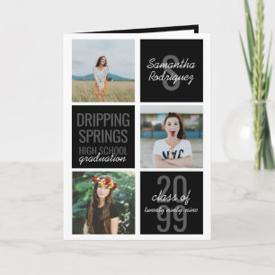 Black 4-Photo Fun Boxes Graduation Invitation