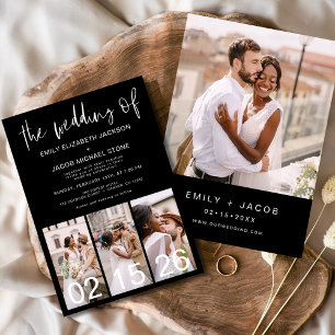 Black 4 Photo The Wedding of Minimalist Invitation
