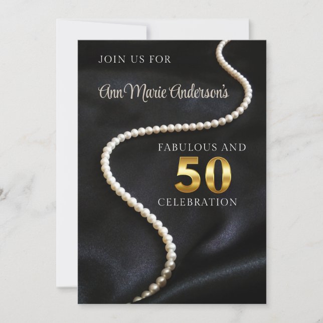Black 50 and Fabulous Invitation (Front)