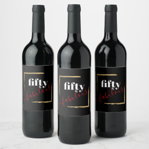 Black 50 & Fabulous Modern Wine Label