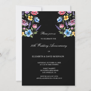 Black 50th anniversary wedding anniversary  invitation