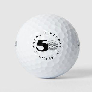 Black 50th birthday Golf Balls 