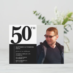 Black 50th birthday invitations Elegant Chic