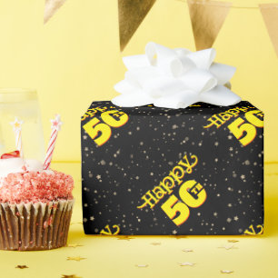 BLACK 50th birthday  Wrapping Paper