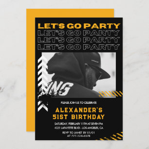 Black 51st birthday invitations Men Photo Spray