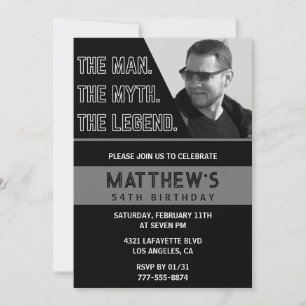 Black 54th birthday invitations The Man The Legend