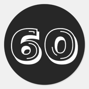 Black 60th Birthday Classic Round Sticker