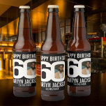Black 60th Birthday custom photo name label<br><div class="desc">60th birthday white on black photo party paper beer or wine labels. Great to add a personal touch to a surprise sixtieth birthday party. Customise with your birthday boys or girls photo in the 0 of 60 and personalise with your choice of name and birthday celebration date. Designed by Sarah...</div>