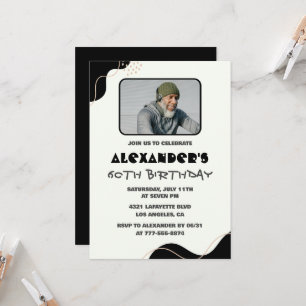 Black 60th birthday invitations Men Simple Photo