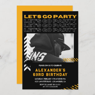 Black 63rd birthday invitations Men Photo Spray