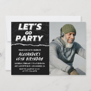 Black 65th birthday invitations Men Photo