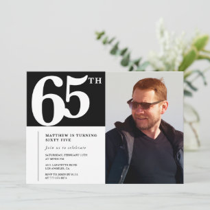 Black 65th birthday invitations Modern Chic Photo