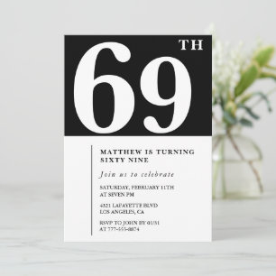 Black 69th birthday invitation Elegant Chic Simple