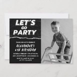 Black 6th birthday invitations Boy Photo