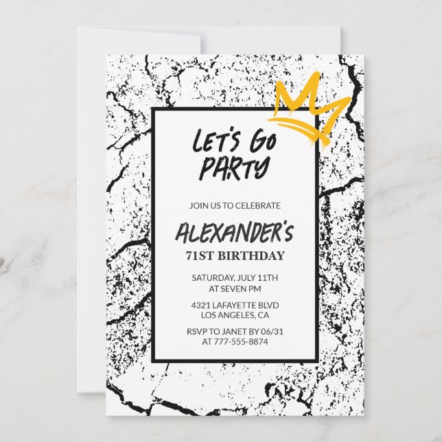 Black 71st birthday invitation Men Hip Hop (Front)