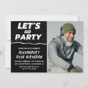 Black 74th birthday invitations Men Photo