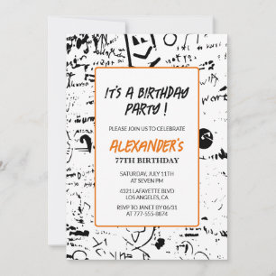 Black 77th birthday invitations Men Graffiti 