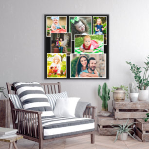 Black 7 Family Photo Collage Keepsake Canvas Print