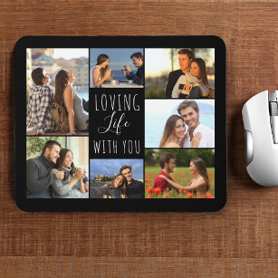 Black 7 Photo Collage   Loving Life with You Mouse Mat
