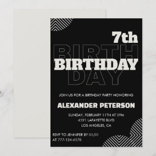 Black 7th birthday invitations Party Boy