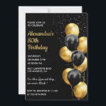 Black 80th birthday invitations Gold Glitter Glam<br><div class="desc">Black 80th birthday invitations Gold Glitter Glam Sparkle</div>