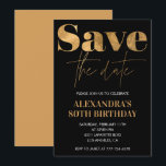 Black 80th birthday invitations Save the date Gold<br><div class="desc">Black 80th birthday invitations Save the date Gold</div>