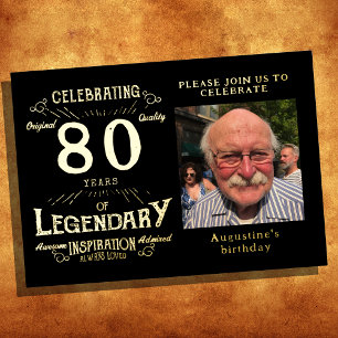 Black 80th Birthday Vintage Gold