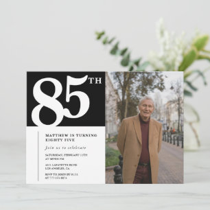 Black 85th birthday invitations Modern Chic Photo