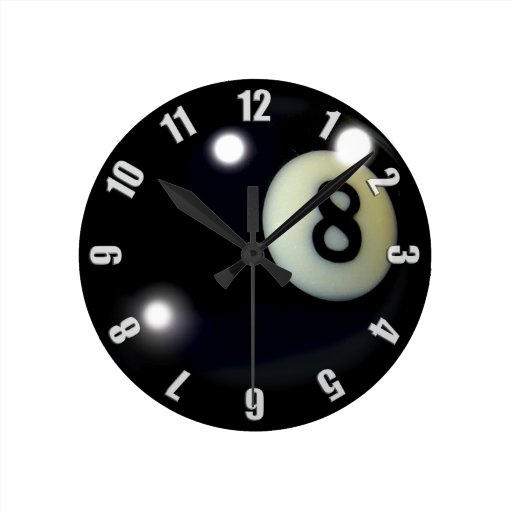 Image of Black 8-Ball Game Clock Design