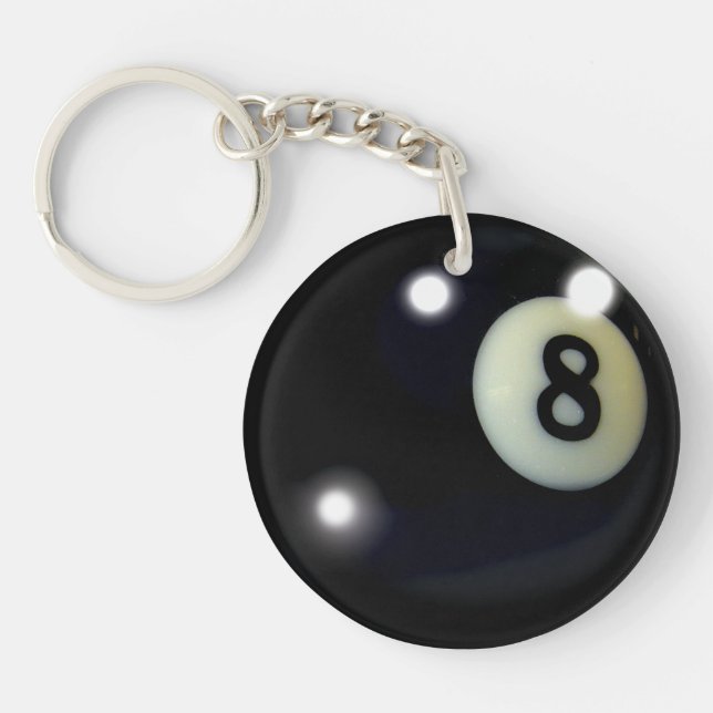 Black 8-Ball Pool Ball Sports Game Design Key Ring (Front)