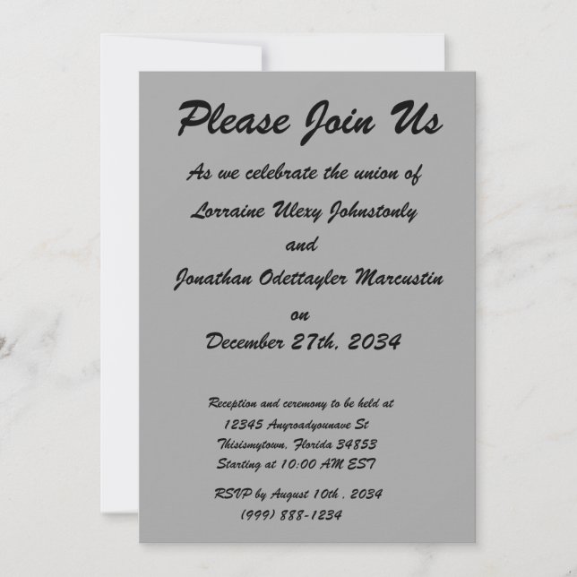 black 8 x 11 design your own product invitation (Front)