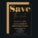 Black 90th birthday invitations Save the date Gold<br><div class="desc">Black 90th birthday invitations Save the date Gold</div>