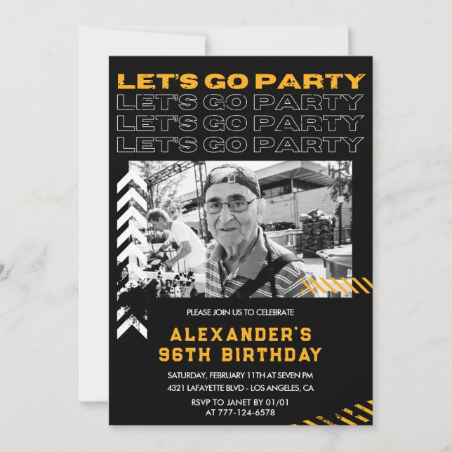 Black 96th birthday invitations Men (Front)