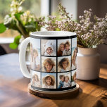 Black 9 Photo Square Collage Coffee Mug<br><div class="desc">You can use square or selfie photos for this design. Use eight square photos to create a unique and personal gift. Or you can keep the hipster puppy and make a trendy keepsake. If you need to adjust the pictures,  click on the customise tool to make changes.</div>