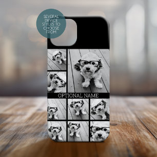 Black 9 Photo Square Collage - with name white Case-Mate iPhone 14 Case