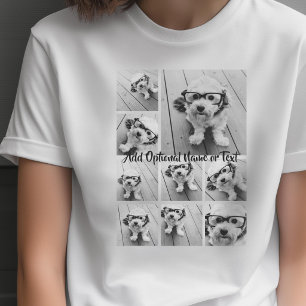 Black 9 Photo Square Collage - with script white T-Shirt