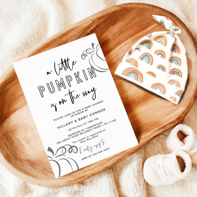 Black A Little Pumpkin is on the way Baby Shower Invitation (Creator Uploaded)