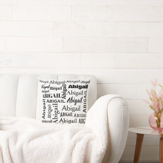 Black ABIGAIL Name On White Cushion (Couch)